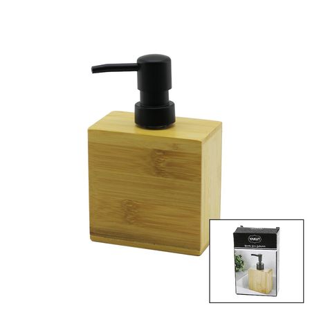 Dikdörtgen Ahşap Bambu Sıvı Sabunluk Siyah Plastik Pompa 5.8 X 9.9CM - Y: 10CM