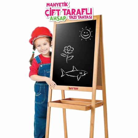 Ayaklı Çift Taraflı Manyetik Ahşap Yazı Tahtası