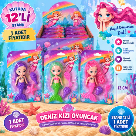 DMN8015B Kutuda 12Lİ 13 Cm Deniz Kızı Oyuncak 1 Adet Fiyatıdır