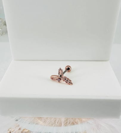 Rose Zirkon Taşlı Uç Kısmı : Pirinç Kıkırdak Bar Uzunluğu : 6 Mm / Bar Kalınlığı 0.8 Mm / Top Boyu 3 Mm - Pt0036-2
