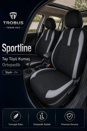 Citroen C4 X 2022 Sonrası Uyumlu Sportline Serisi Siyah Gri Ortopedik Tay Tüyü Koltuk Kılıfı