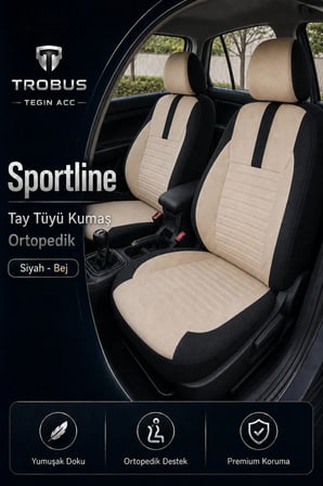 Hyundai Kona 2017 Sonrası Uyumlu Sportline Serisi Bej Siyah Ortopedik Tay Tüyü Koltuk Kılıfı
