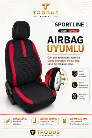 Kia Picanto 2004 Sonrası Uyumlu Sportline Serisi Siyah Kırmızı Ortopedik Tay Tüyü Koltuk Kılıfı