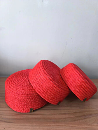 3 lü Kırmızı  Sepet,  Havlu Sepeti, Mutfak Ve Banyo Organizer, Çok Amaçlı Sepet Takımı 22x8 Cm