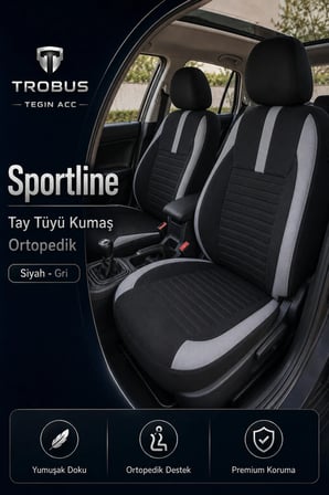 Mazda 3 2003 Sonrası Uyumlu Sportline Serisi Siyah Gri Ortopedik Tay Tüyü Koltuk Kılıfı