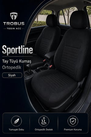 Mercedes GLC 2015 Sonrası Uyumlu Sportline Serisi Siyah Ortopedik Tay Tüyü Koltuk Kılıfı