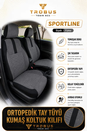 Nissan Juke 2010 Sonrası Uyumlu Sportline Serisi Füme Siyah Ortopedik Tay Tüyü Koltuk Kılıfı