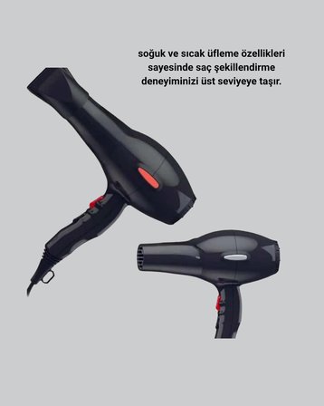Profesyonel 2200W Fön Makinesi – AC Motorlu Hızlı Kurutma Hafif Tasarım