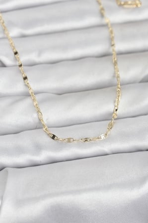 CM 14K Gold Renk Yassı Gemici Zincir Model 60 cm Kadın Kolye 5886