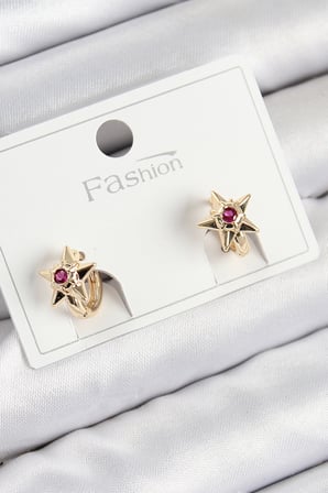 Pirinç Zirkon Taşlı Yıldız Model Gold Renk Çocuk Küpe 5886
