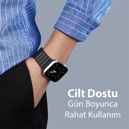 DUX DUCIS Apple Watch 38/40/41MM için Manyetik Zincir Versiyon PU Deri Kayış Kord