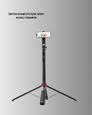 Dikey ve Yatay Çekim Destekli Selfie Stick Tripod