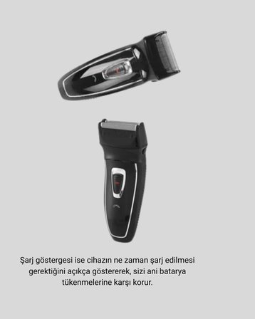 Şarjlı Kablosuz Tıraş Makinesi Çift Başlık Kuru Tıraş Ergonomik Taşınabil