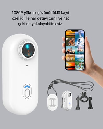 Kompakt 1080P Aksiyon Kamerası Suya Dayanıklı WiFi ve 120° Geniş Açı
