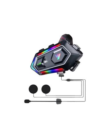 16 Mod RGB Işıklı Motosiklet Intercom Çift Telefon Destekli