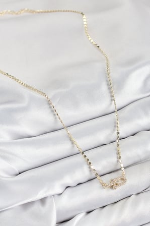 Pirinç Zirkon Taşlı Tifany Model Ezme Zincir Gold Renk Kadın Kolye 5886