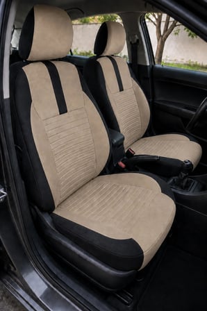 Skoda Kamiq 2019 Sonrası Uyumlu Sportline Serisi Bej Siyah Ortopedik Tay Tüyü Koltuk Kılıfı