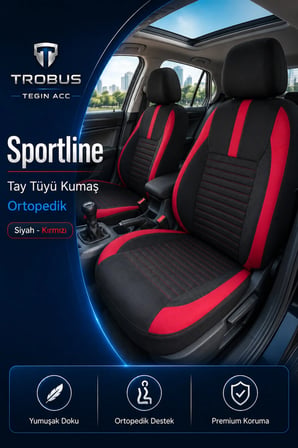 Skoda Rapid 2012 Sonrası Uyumlu Sportline Serisi Siyah Kırmızı Ortopedik Tay Tüyü Koltuk Kılıfı