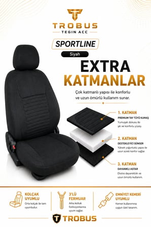 Suzuki Vitara 2015 Sonrası Uyumlu Sportline Serisi Siyah Ortopedik Tay Tüyü Koltuk Kılıfı