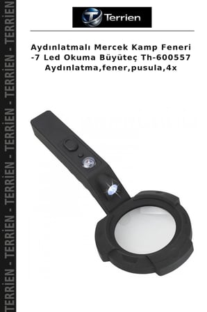 Aydınlatmalı Mercek Kamp Feneri -7 Led Okuma Büyüteç Th-600557 Aydınlatma,fener,pusula,4x
