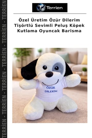 Özel Üretim Özür Dilerim Tişörtlü Sevimli Peluş Köpek Kutlama Oyuncak Barisma