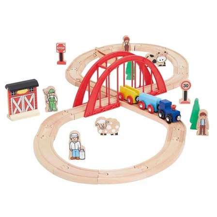 Squirrel Play 35 Parça Ahşap Tren Seti - Eğitici Figür 8 Raylı Oyun Sistemi