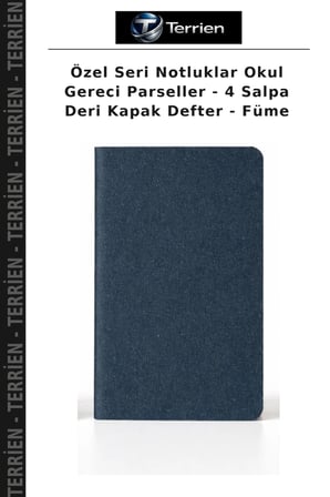 Özel Seri Notluklar Okul Gereci Parseller - 4 Salpa Deri Kapak Defter - Füme