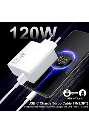 120 Watt Turbo Fast Şarj Cihazı Xiaomi Redmi Samsung Uyumlu 120w Turbo Fast Hızlı Şarj Cihazı