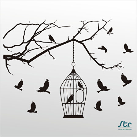 Folyo Sticker Kuş Kafesi