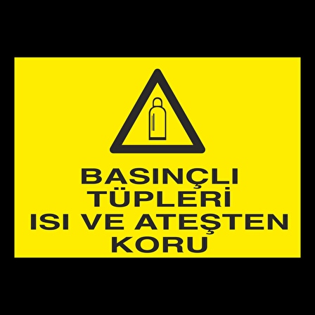 Basınçlı Tüpleri Ateşten Koru Uyarı Levhası