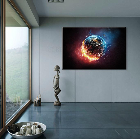 Dünya Ateş Ve Su Kanvas Tablo