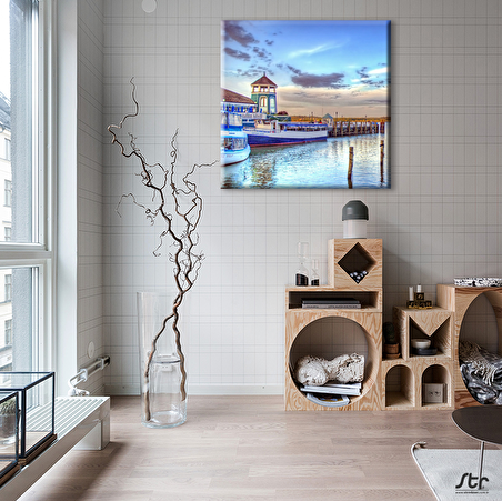 Liman Ve Gemiler Kanvas Tablo