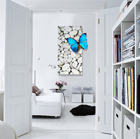 Mavi Kelebek Kanvas Tablo