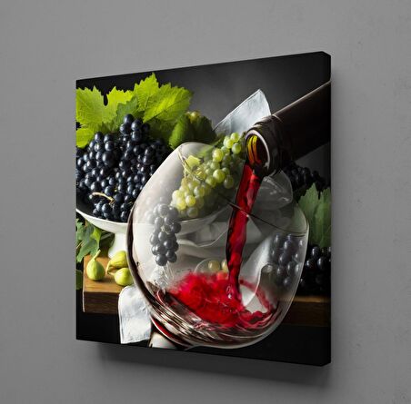 KADEHE DOLDURULAN KIRMIZI ŞARAP KANVAS TABLO