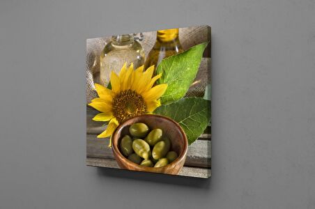 YEŞİL ZEYTİN VE AYÇİÇEK KANVAS TABLO