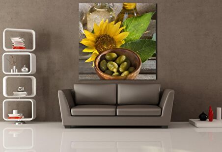 YEŞİL ZEYTİN VE AYÇİÇEK KANVAS TABLO