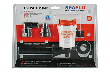 Seaflo Yatay 90 Derece Livar Pompa 12 Volt 800 Gph 4 Amper 3/4'' Çıkış SFBP1-G800-05