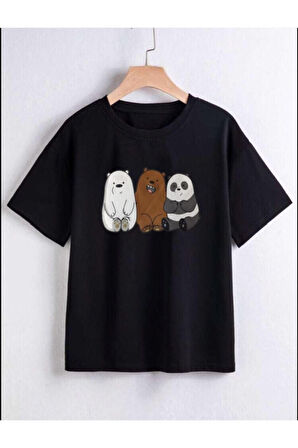 Pandalar Baskılı Kız/erkek Çocuk Tişört