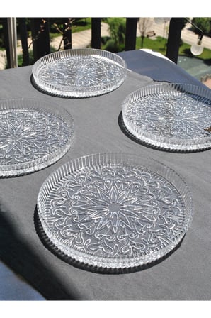 6'lı Cam Mini Pasta Tatlı Tabağı 16 cm Kek Sunum İkramlık Tabak - Asia