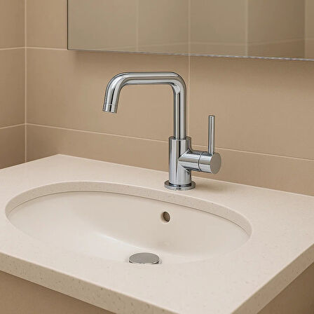 Lavabo Bataryası 7 yıl Garantili Çift Su Girişli 360 Derece Dönen Boru  