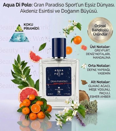 Aqua Di Polo Gran Paradiso Sport EDP - Beauty The World Orijinal Bandrollü Özel Seri