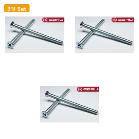3'lü Set Göbek Kilit Barel Vidası M5x60 10'lu Paket (30 Adet)
