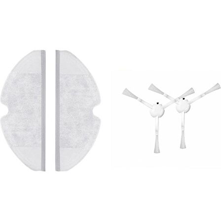 srfn ticaret Xiaomi Vacuum Mop 2 (STYTJ03ZHM) Uyumlu Aksesuar Seti: 2 Adet Fiber Mop Bezi - 2 Adet Yan Fırça