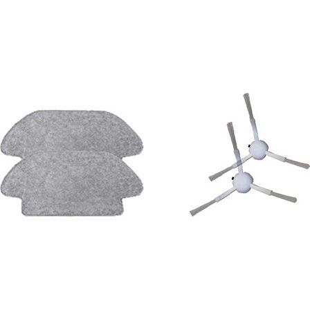Srfn Ticaret  Xiaomi Mi Uyumlu Robot Vacuum Mop Pro Seti: 2 Adet Fiber Mop Bezi - 2 Adet Yan Fırça