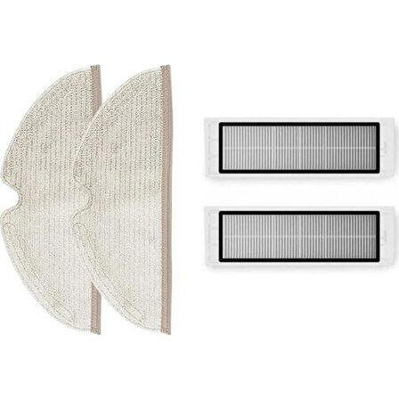 Srfn Ticaret Roborock S6 Aksesuar Seti: 2 Adet Tam Yüzeyli Fiber Mop Bezi - 1 Adet Hepa Filtre