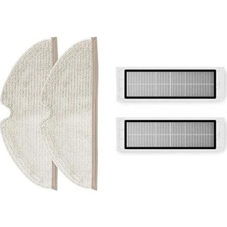 Srfn Ticaret Roborock S6 Pure Aksesuar Seti: 2 Adet Tam Yüzeyli Fiber Mop Bezi - 1 Adet Hepa Filtre