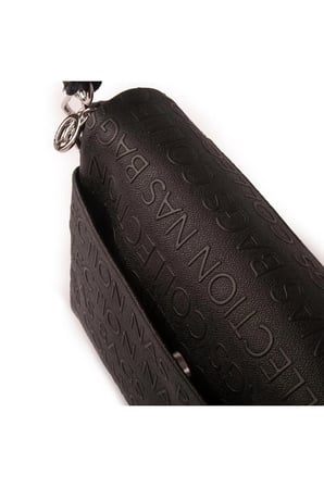Nas Bag Kadın Çapraz Çok Cepli Spor Çanta Siyah Gofraj (25x18x7 cm )