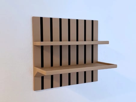 Bezos 3D Baskı Duvara Monte Çizgili Panel Raf İki Katlı Dekoratif Duvar Rafı Organizer Düzenleyici - Bej SRH