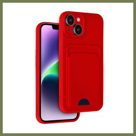 Bezos iPhone 14 Uyumlu Kılıf Kelvin Kartvizitli Silikon - Kırmızı SRH