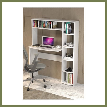 Bezos Kitaplıklı Çalışma Masası Beyaz SRH